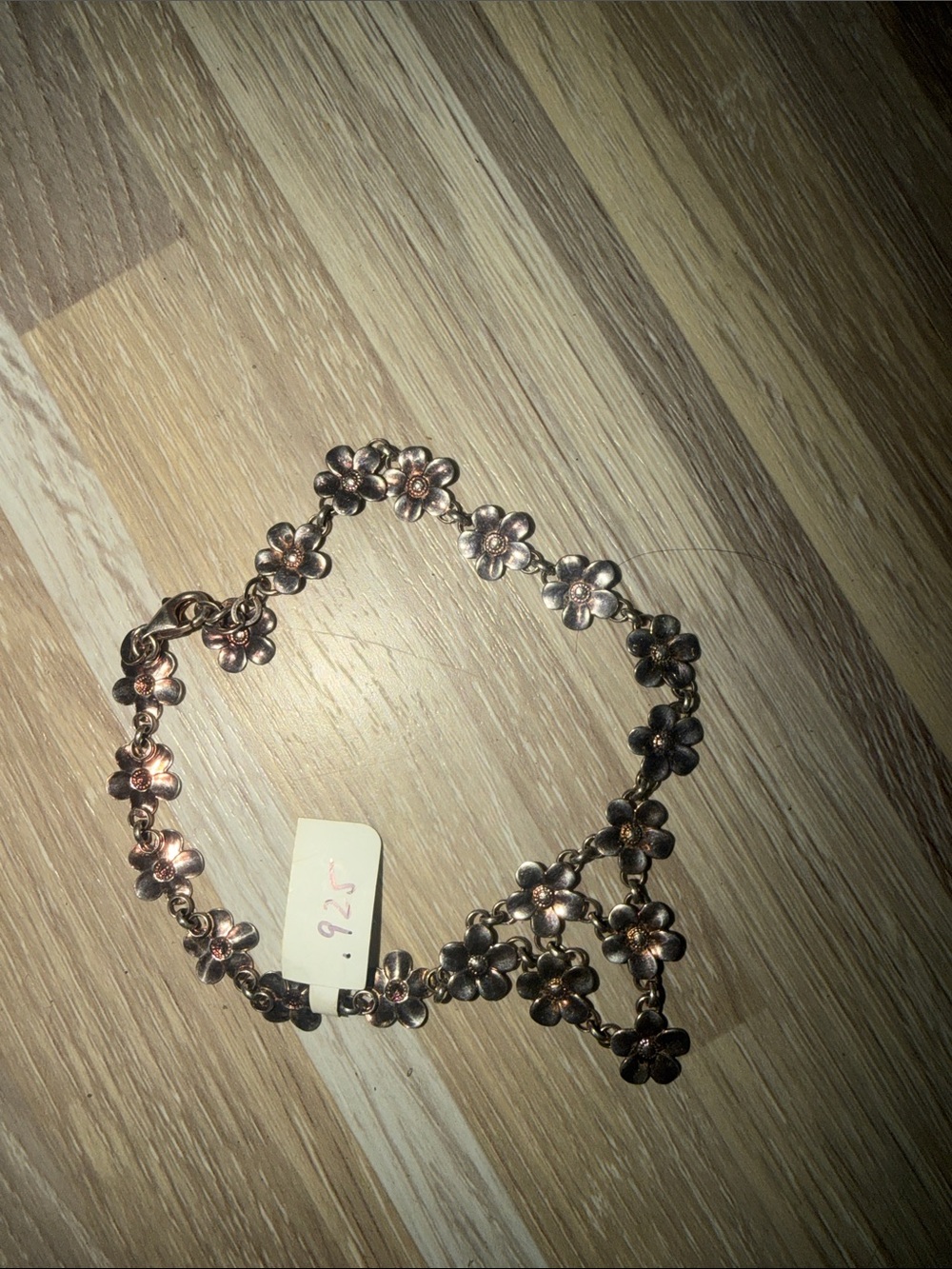 Floral Link Bracelet in Rose Gold Tone